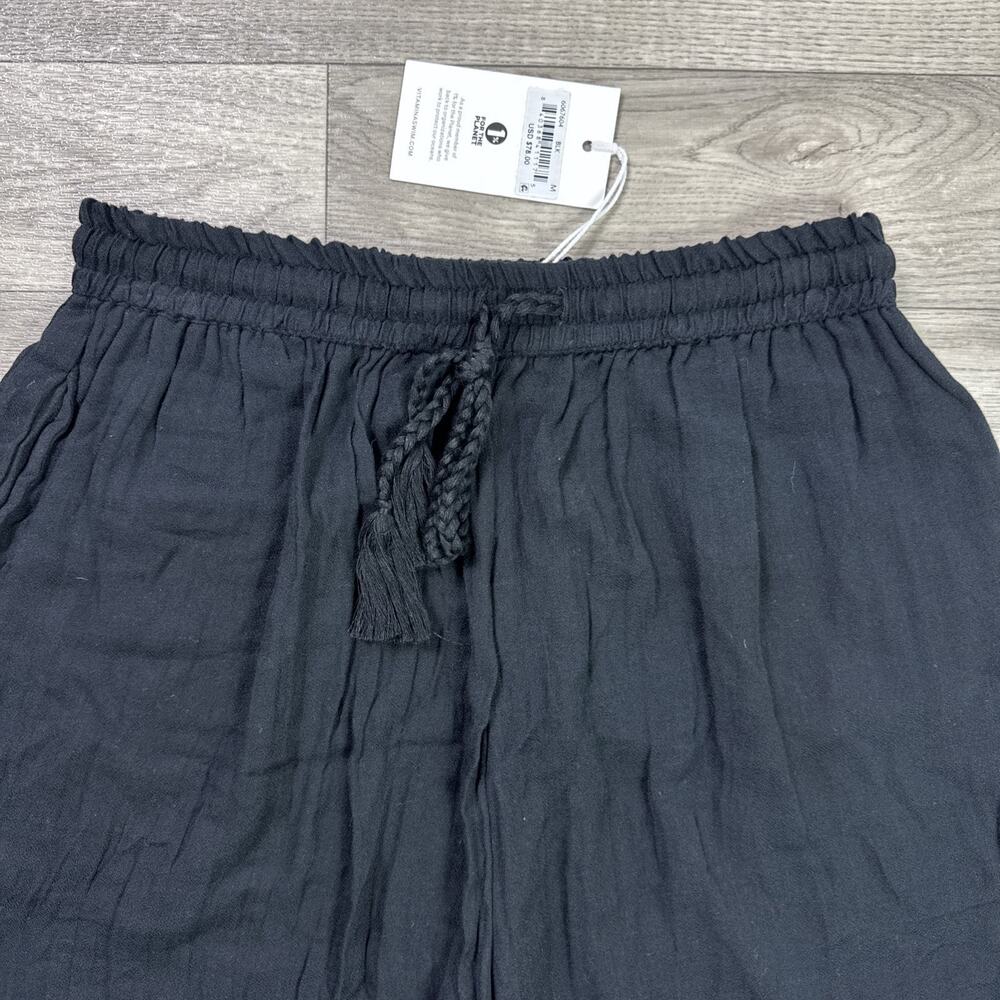Vitamin A Beach Swim Coverup Shorts Pull On Lightweight Gauzy Black sz M - Picture 2 of 6